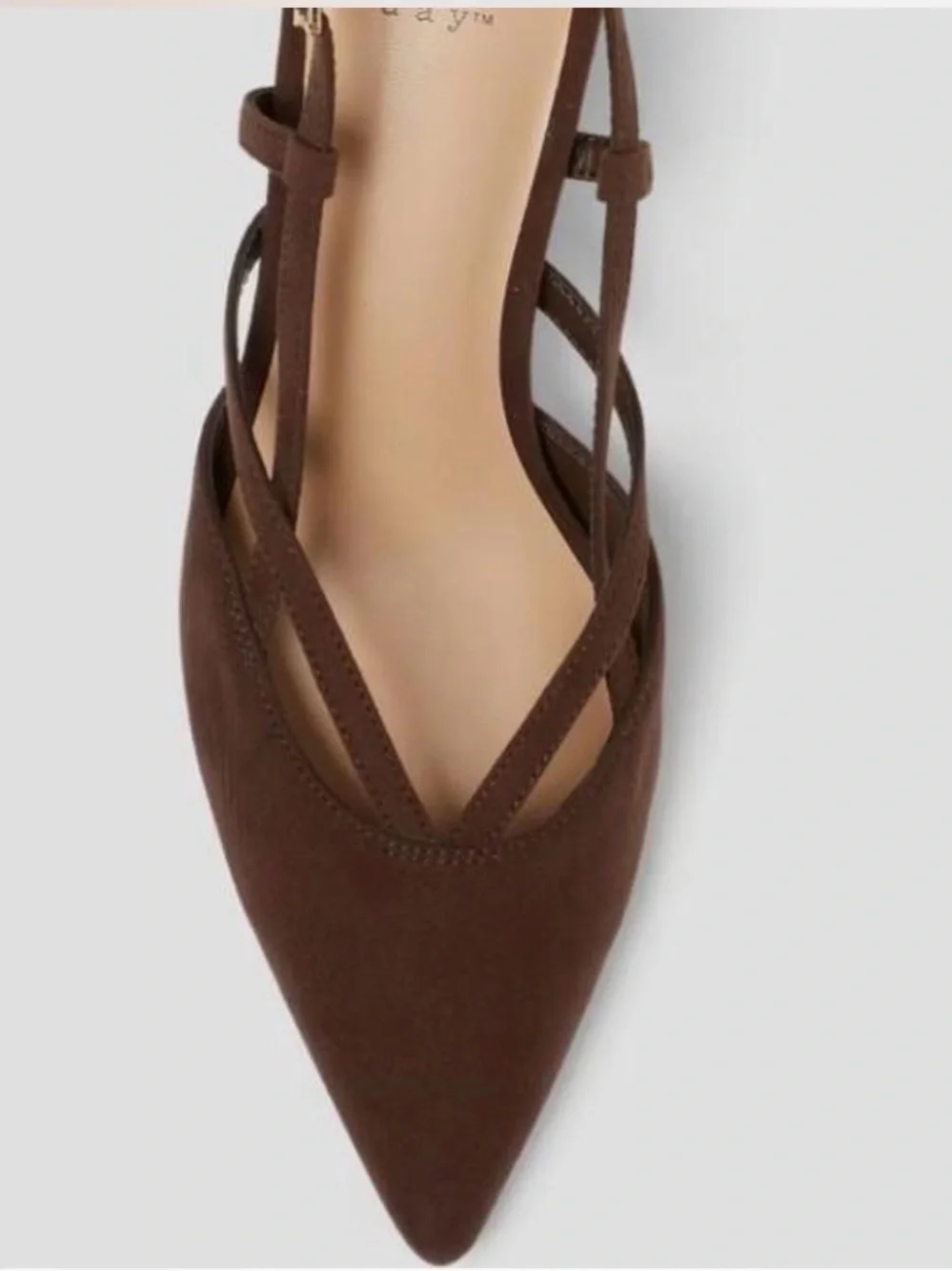 a new day Veera Brown Suede Pointed Slingback Heels 6.5 NWT